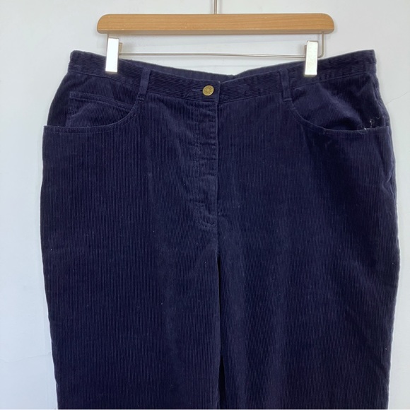 Vintage Laura Ashley high waisted navy blue cords corduroy 90s trousers pants - Picture 3 of 7